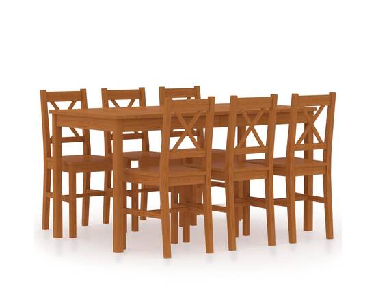 Set mobilier de bucătărie, 7 piese, maro miere, lemn de pin