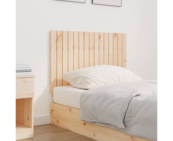 Tăblie de pat pentru perete, 95,5x3x60 cm, lemn masiv de pin, 3 image