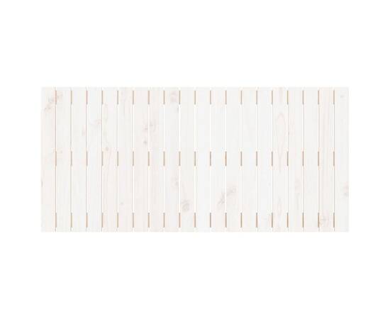 Tăblie de pat pentru perete, alb, 127,5x3x60 cm, lemn masiv pin, 4 image