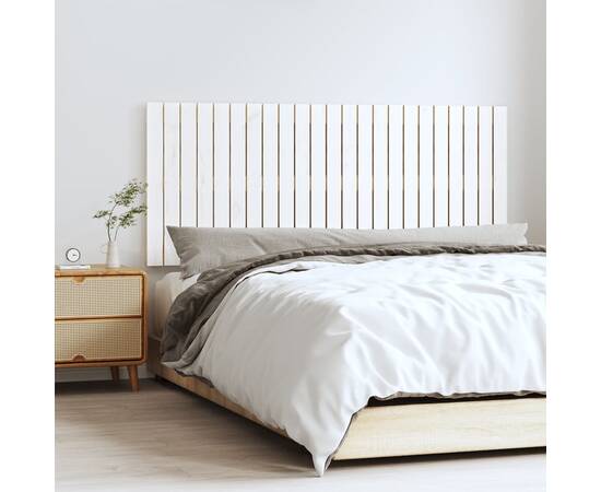 Tăblie de pat pentru perete, alb, 147x3x60 cm, lemn masiv pin