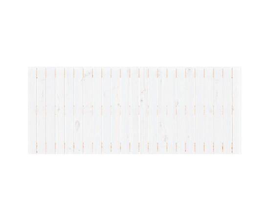 Tăblie de pat pentru perete, alb, 147x3x60 cm, lemn masiv pin, 4 image