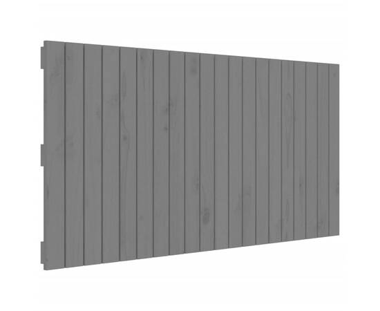 Tăblie de pat pentru perete, gri, 127,5x3x60 cm, lemn masiv pin, 2 image