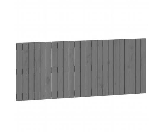 Tăblie de pat pentru perete, gri, 147x3x60 cm, lemn masiv pin, 2 image