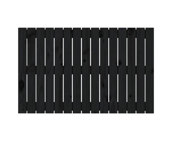 Tăblie de pat pentru perete, negru, 95,5x3x60cm, lemn masiv pin, 4 image