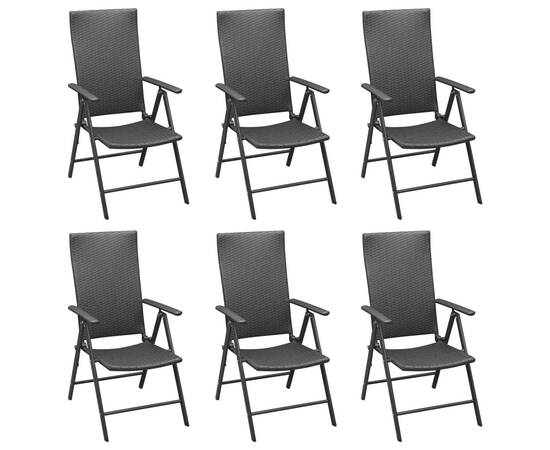 Set mobilier de grădină, 7 piese, negru, poliratan, 4 image