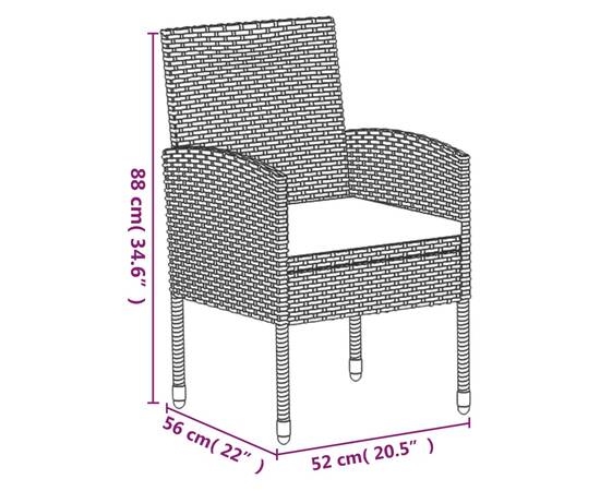 Set mobilier de grădină cu perne, 7 piese, negru, poliratan, 10 image