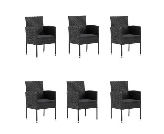 Set mobilier de grădină cu perne, 7 piese, negru, poliratan, 4 image