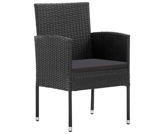 Set mobilier de grădină cu perne, 7 piese, negru, poliratan, 5 image