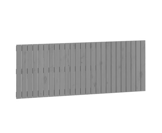 Tăblie de pat pentru perete, gri, 159,5x3x60 cm, lemn masiv pin, 2 image