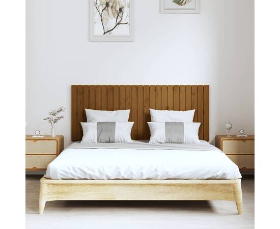 Tăblie de pat pentru perete, maro miere, 147x3x60 cm, 3 image