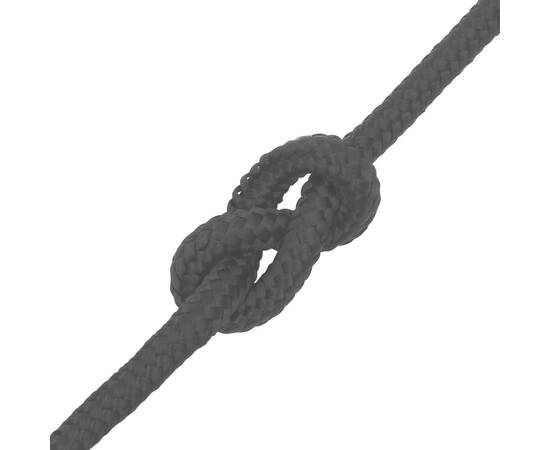 Frânghie de barcă, negru complet, 14 mm, 25 m, polipropilenă, 5 image