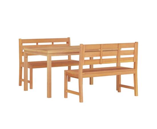 Set de masă pentru grădină, lemn masiv de tec, 3 piese, 3 image