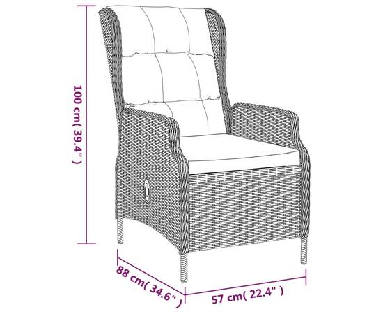 Set mobilier de grădină, 5 piese, gri închis, poliratan, 11 image