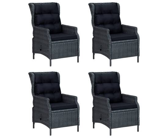 Set mobilier de grădină, 5 piese, gri închis, poliratan, 4 image