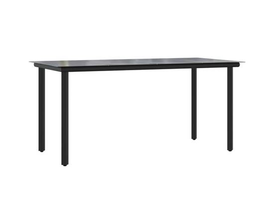 Set mobilier de grădină cu perne, 5 piese, negru, poliratan, 7 image