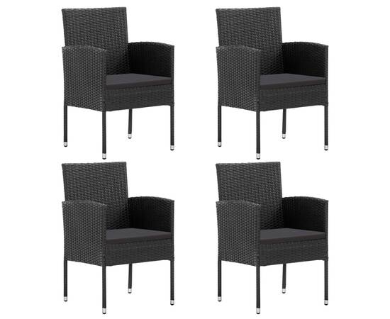 Set mobilier de grădină cu perne, 5 piese, negru, poliratan, 4 image