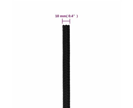 Frânghie de lucru, negru, 10 mm, 25 m, poliester, 6 image