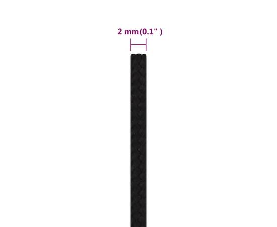 Frânghie de lucru, negru, 2 mm, 100 m, poliester, 6 image