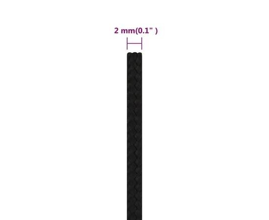 Frânghie de lucru, negru, 2 mm, 50 m, poliester, 6 image