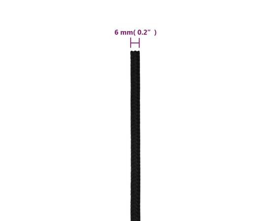 Frânghie de lucru, negru, 6 mm, 100 m, poliester, 6 image