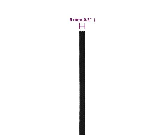 Frânghie de lucru, negru, 6 mm, 250 m, polipropilenă, 6 image