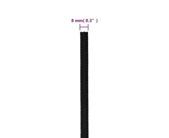 Frânghie de lucru, negru, 8 mm, 100 m, poliester, 6 image