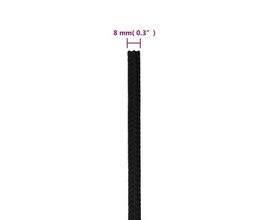 Frânghie de lucru, negru, 8 mm, 50 m, poliester, 6 image
