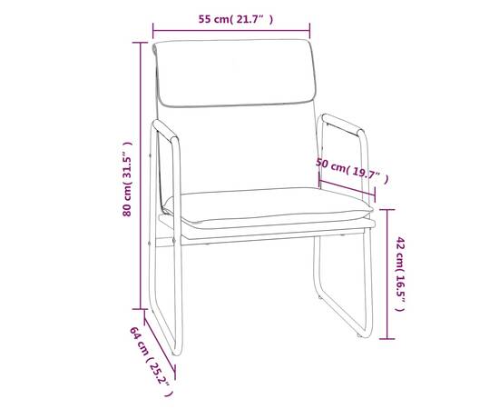 Scaun de relaxare, gri, 55x64x80 cm, piele artificială, 8 image
