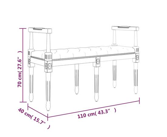Bancă, gri închis, 110x40x70 cm, textil, 7 image