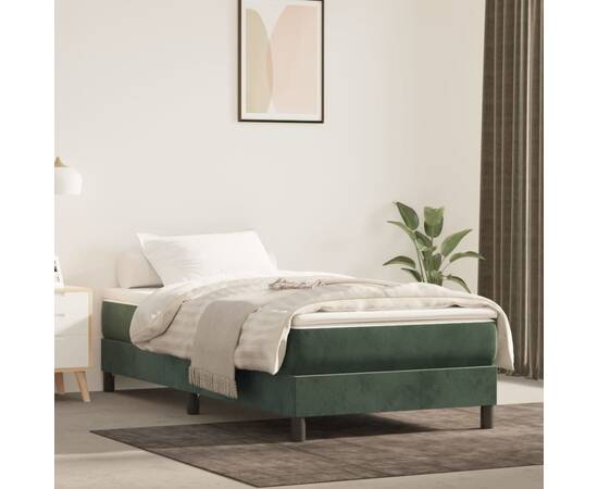 Cadru de pat box spring, verde închis, 90x190 cm, catifea