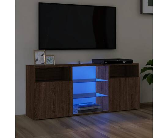 Comodă tv cu lumini led, stejar maro, 120x30x50 cm