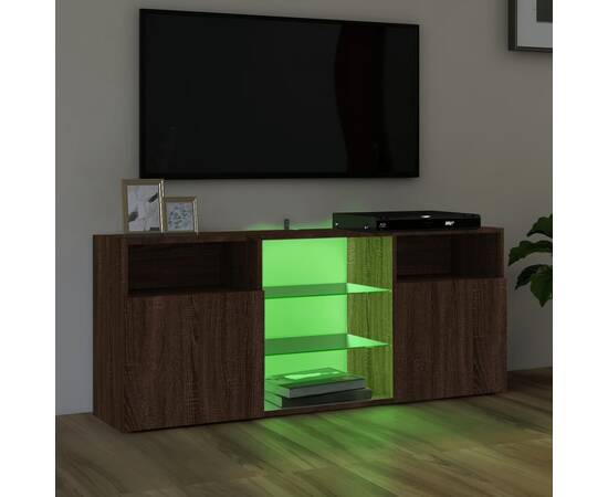 Comodă tv cu lumini led, stejar maro, 120x30x50 cm, 4 image