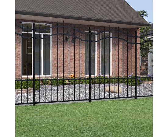 Gard grădină cu vârfuri negru 190 cm oțel vopsit electrostatic