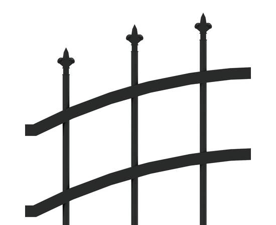 Gard grădină cu vârfuri negru 190 cm oțel vopsit electrostatic, 4 image