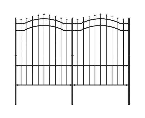 Gard grădină cu vârfuri negru 190 cm oțel vopsit electrostatic, 2 image