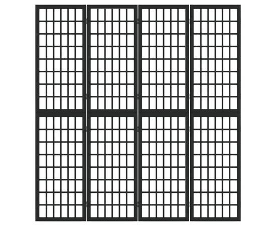 Paravan pliabil cu 4 panouri, stil japonez, negru, 160x170 cm, 3 image