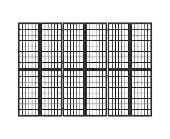 Paravan pliabil cu 6 panouri, stil japonez, negru, 240x170 cm, 3 image