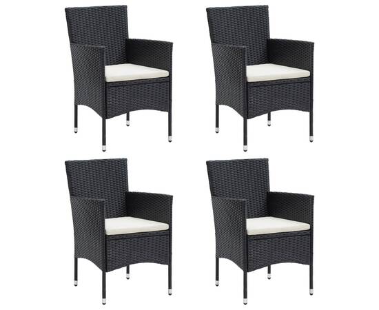 Set de masă pentru grădină, 5 piese, cu perne, negru, 4 image