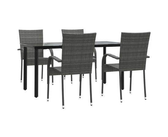 Set mobilier de grădină, 5 piese, gri, poliratan, 3 image