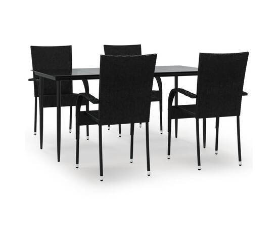 Set mobilier de grădină, 5 piese, negru, poliratan, 2 image