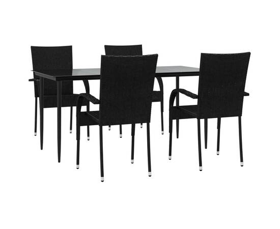 Set mobilier de grădină, 5 piese, negru, poliratan, 3 image