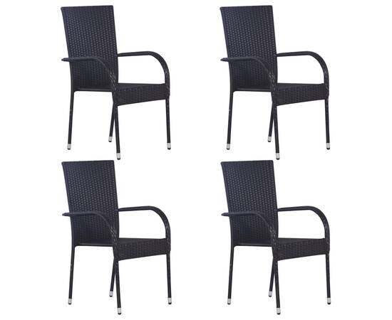 Set mobilier de grădină, 5 piese, negru, poliratan, 4 image