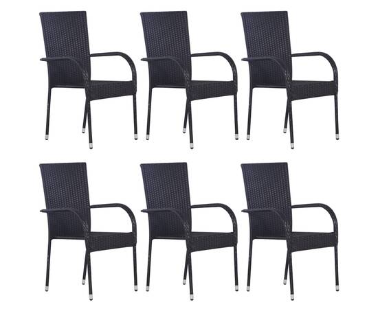 Set mobilier de grădină, 7 piese, negru, poliratan, 4 image