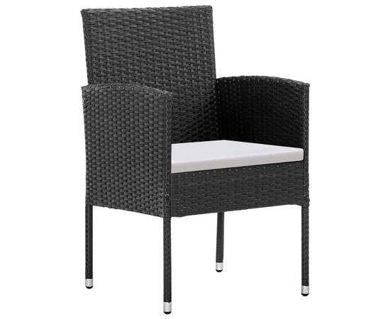 Set mobilier de grădină cu perne, 5 piese, negru, poliratan, 5 image