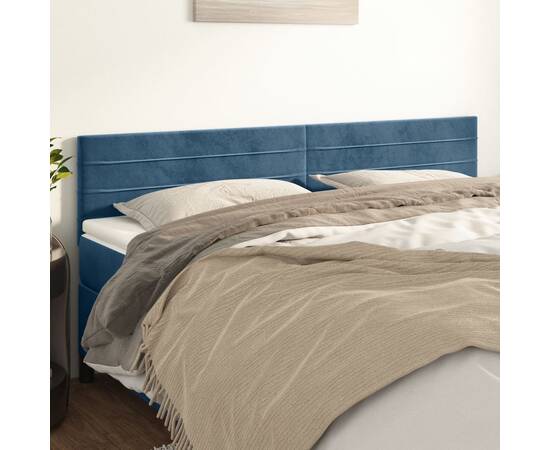 Tăblii de pat, 2 buc, albastru închis, 90x5x78/88 cm, catifea