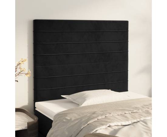 Tăblii de pat, 2 buc, negru, 90x5x78/88 cm, catifea