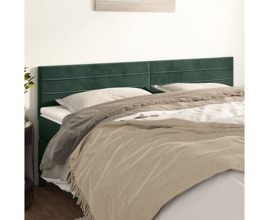 Tăblii de pat, 2 buc, verde închis, 90x5x78/88 cm, catifea