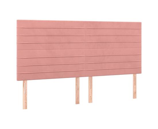 Tăblii de pat, 4 buc, roz, 90x5x78/88 cm, catifea, 2 image