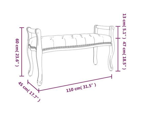 Bancă, gri închis, 110x45x60 cm, textil, 7 image