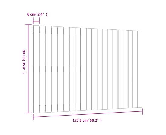 Tăblie de pat pentru perete, 127,5x3x90 cm, lemn masiv de pin, 8 image